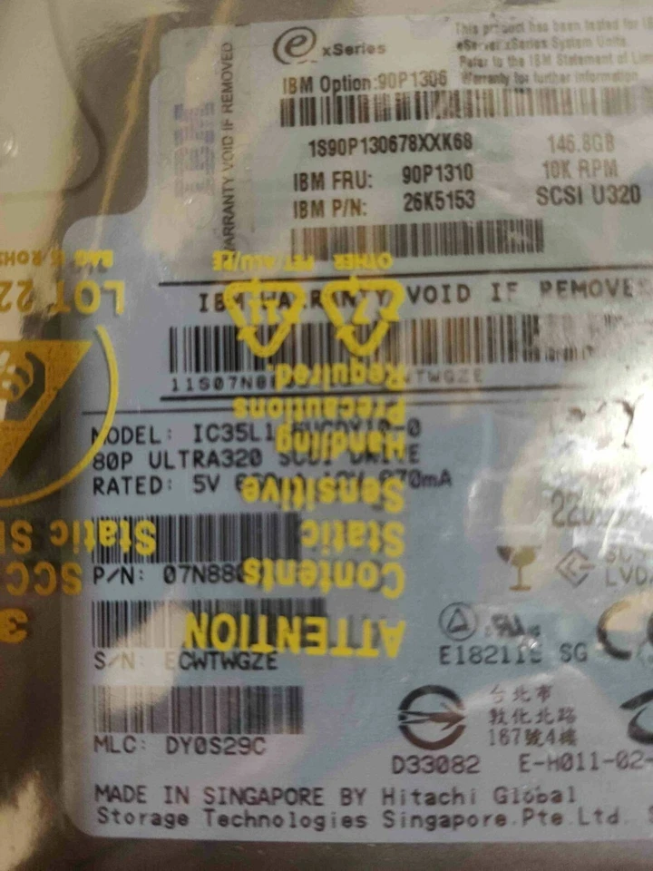 Ibm Hard Drive Option 90P1310 Xseries 146.8 Gb 10 K Rpm Ultra 320 3.5 - Image 2 of 3