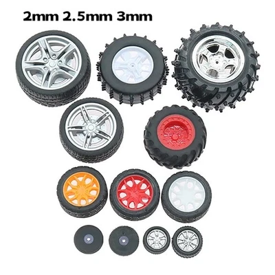 RC Model Wheels Rubber Tyres Vehicle Toy Car Plastic Hubs Robot DIY Accessories