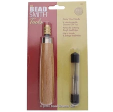 Bead Smith Bead Reamer Set 4 Diamond Tips Wooden Handle Jewelry Tool Beadsmith