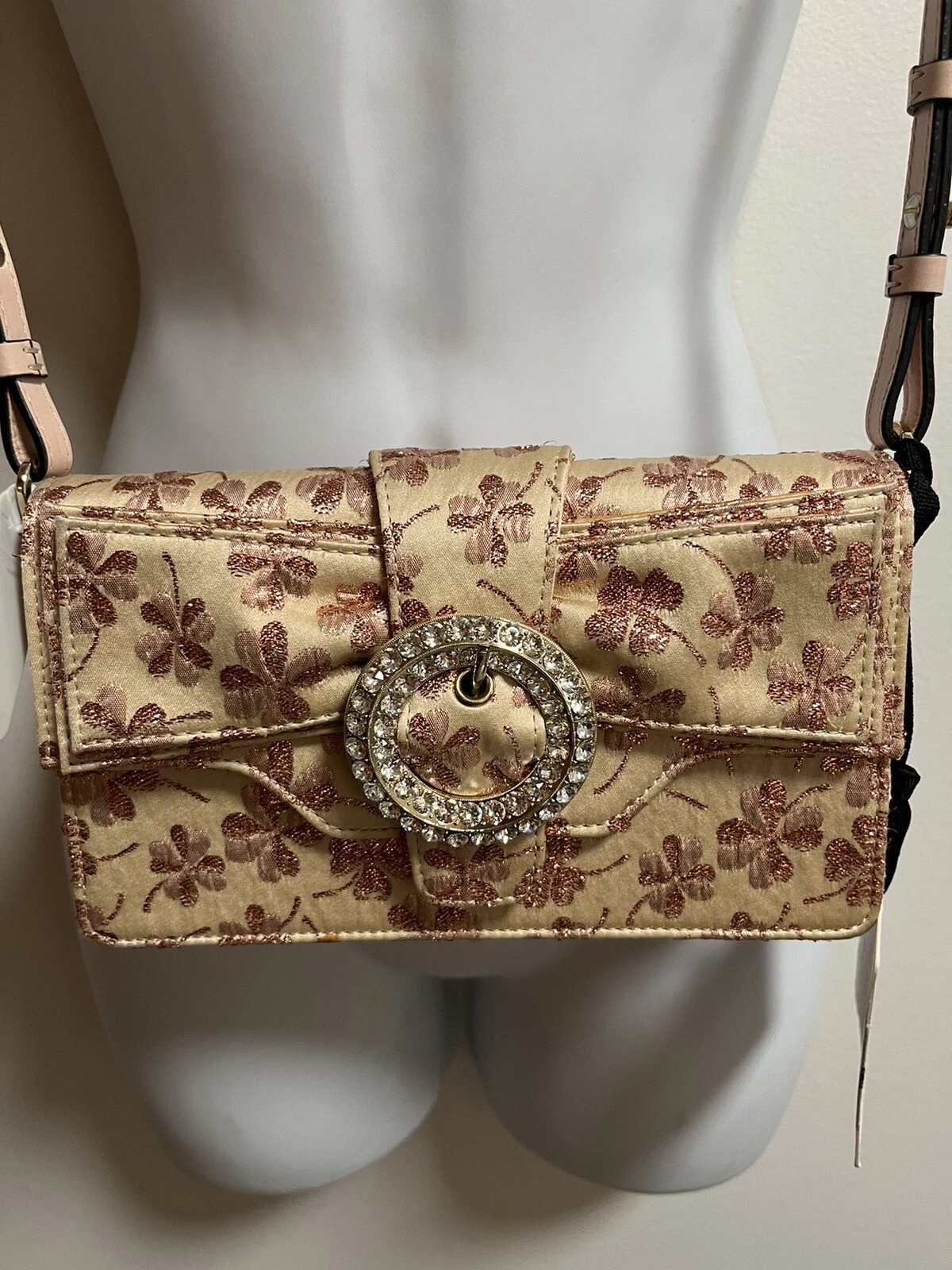 Borsa a tracolla Valentino 4 foglie quadrifoglio rosa zoppo grande chiusura strass nuova con etichetta