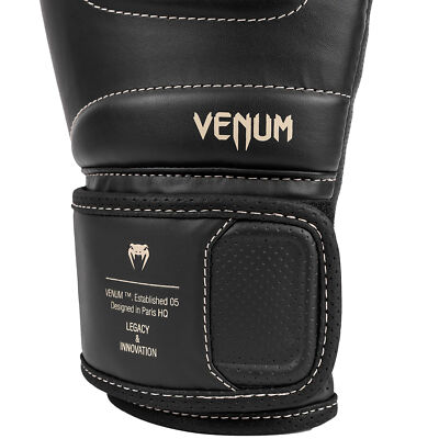 Venum Impact EVO Hook and Loop Boxing Training Gloves - Black