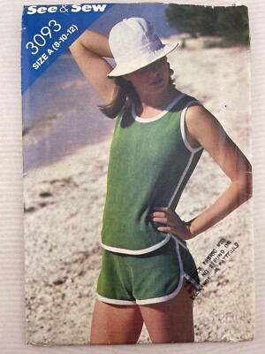New See&Sew Butterick Pattern 3093 Size A 8-12, Top & Shorts, Uncut