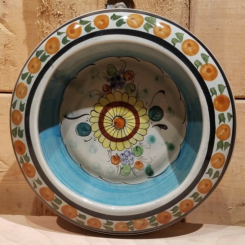 Tonala Ashtray Floral Bowl Folk Art Glazed Mexico Signed CAT 7.5" - Swanky Barn - Picture 2 of 12