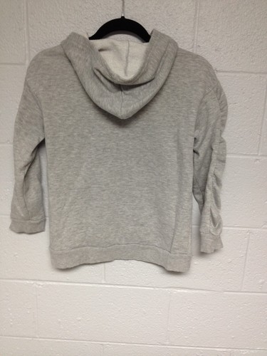 BETSEY JOHNSON Camo/Flip Sequins Heart Ruffle Sleeve Heather Gray Hoodie L (12) - Picture 4 of 6