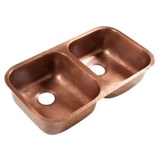 Sinkology Orwell Copper 32" Double Bowl Undermount Kitchen Sink