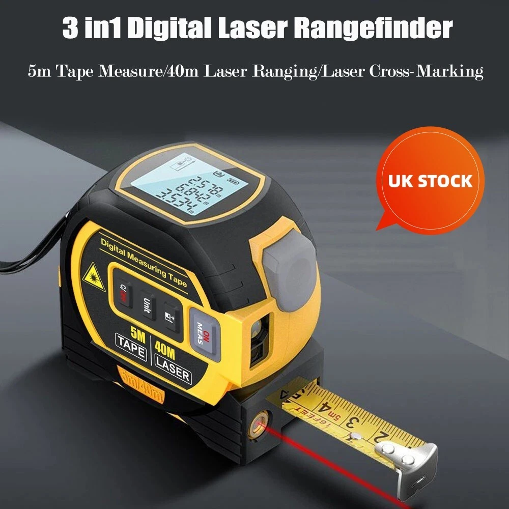3In1 40M Laser Tape Measure Rangefinder Ruler Laser Distance Meter Range Finder