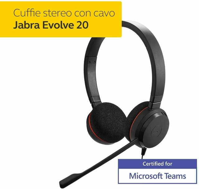165001 Cuffie con Microfono Jabra - Evolve 20t 0018 4999-823-109 | Acquisti  Online su eBay