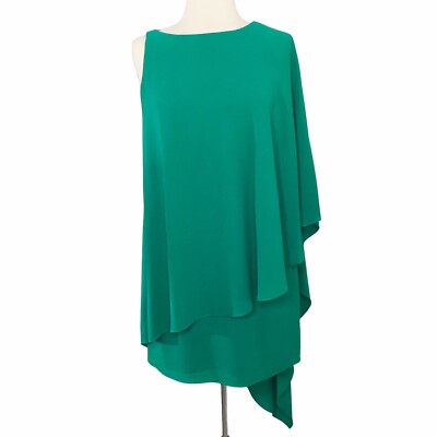 Belle Badgley Mischka Dress Size 4 Asymetric Overlay Cocktail Evening Green  | eBay