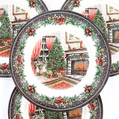 Christmas Tree Christmas Dinner Plates Set Of English Spode New