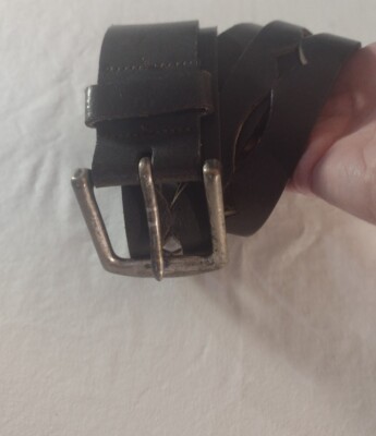 Fossil dark brown Leather Wide Belt L Wide Brown Heavy Thick Real Leather Belt by Fossil - Etsy main image 2