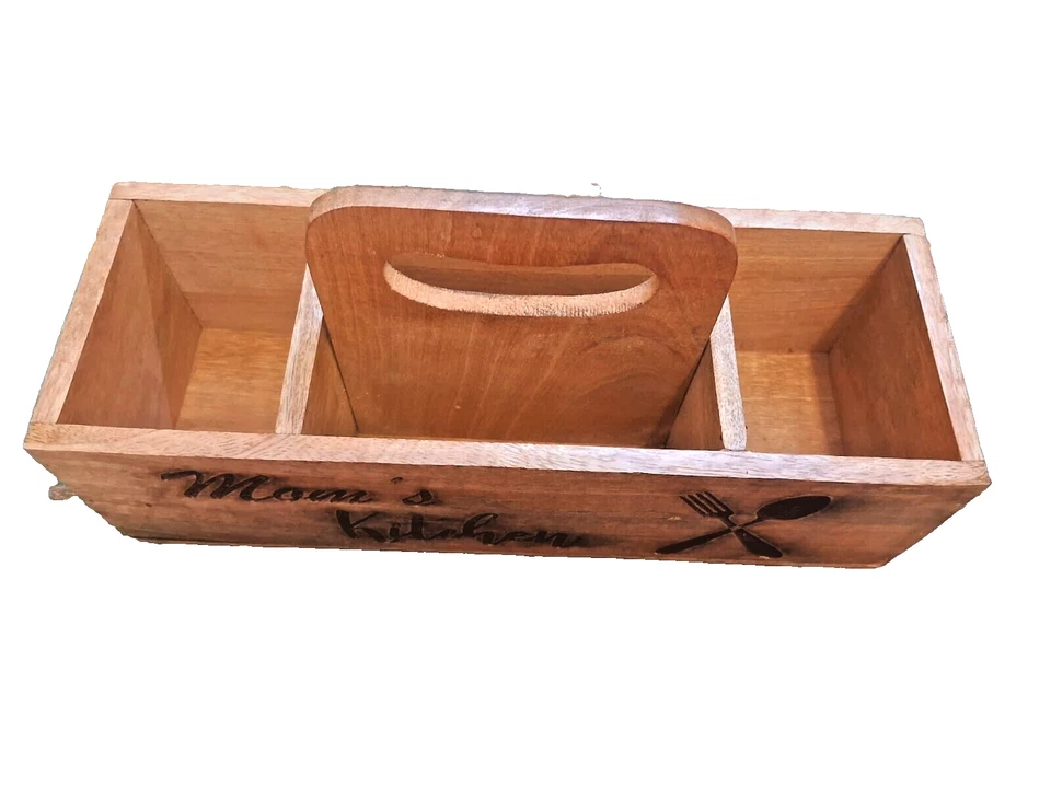 Mesa organizadora de madera hecha a mano cuchara y tenedor soporte para cubiertos comedor decorativo Foto 4 de 4