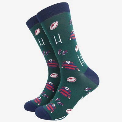SOCK TALK BAMBOO SOCKS Mens RUGBY Bamboo Socks UK 7-11 Novelty Ankle Socks Sports Fan Gift for him