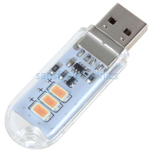 Interrupteur tactile portable USB 3 LED SMD carte de nuit lampe camping lampe de lecture neuf - Photo 1/3