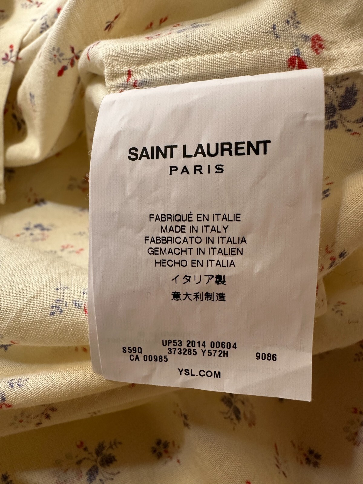 SAINT LAURENT CAMICIA WESTERN FLOREALE PSYCH ROCK BEIGE HEDI SLIMANE