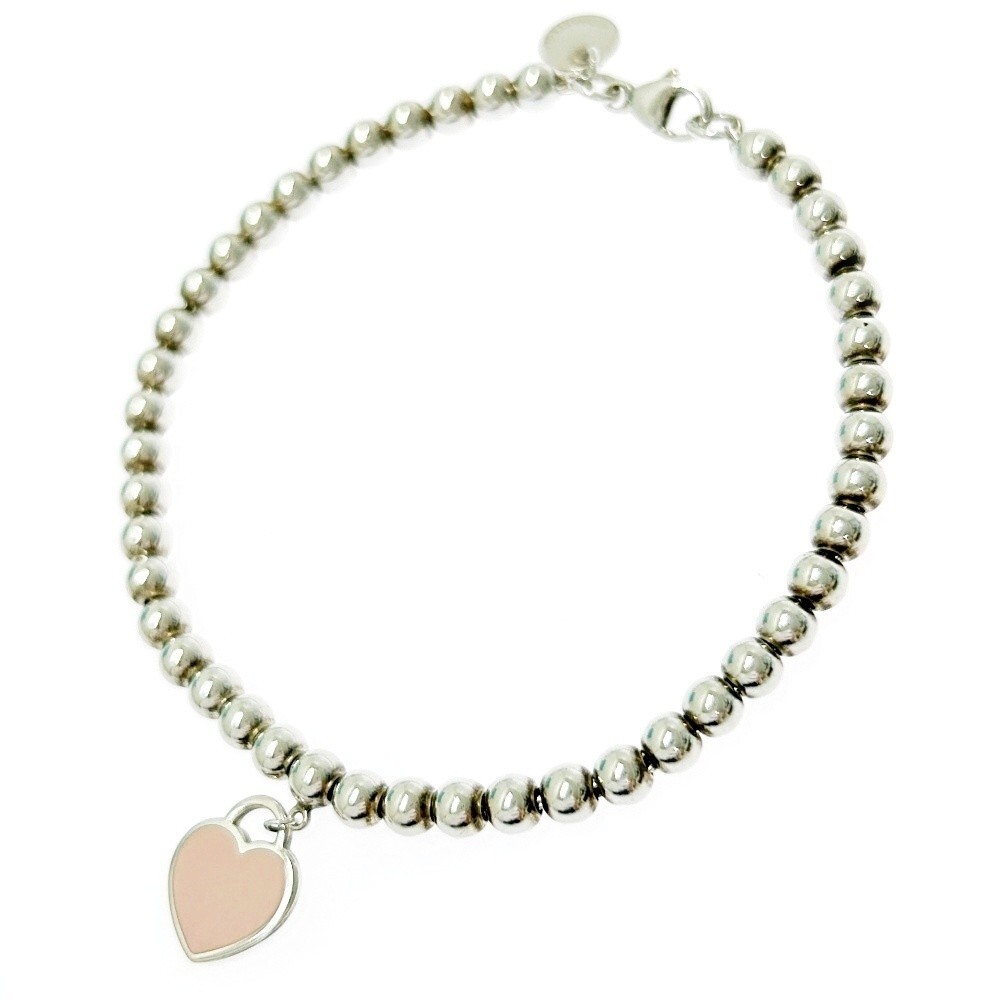 【Tiffany & Co】Return to Tiffany HeartTag Bead ブレスレット Return to Tiffany Pink Heart Tag Beaded Bracelet in 925 W