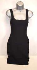 NWT Quince Womens Square Neck Ribbed Knit Mini Black Dress Size Medium