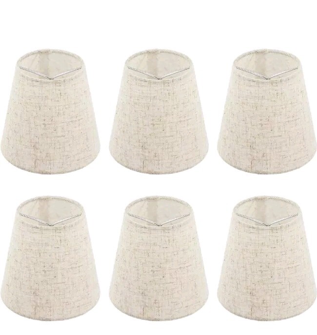 Set of 6 Chandelier Lamp Shades 5 Inch, Mini Barrel Lampshades Clip On for Table