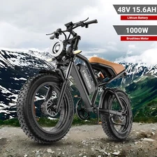 Hikeep 1500W Dual Motor Electric Bike 20 in Fat Tire 48V 15Ah Bicycle ebikes