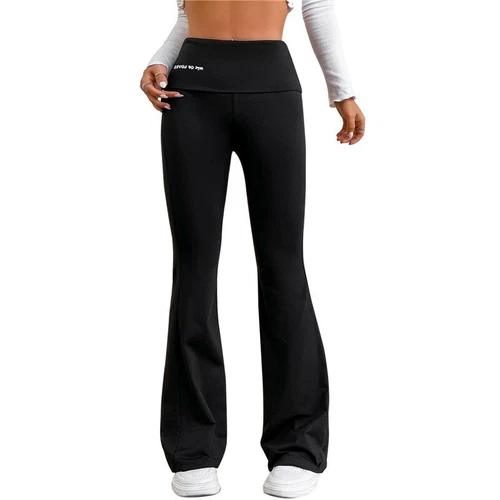 Damen Schlaghosen Loose Leggings Weites Bein Hose Yoga Sport Bootcut Gym Leggins - Bild 13 von 18