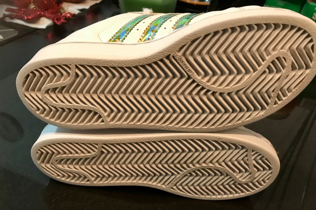 Adidas Superstar unisex Adults white sneakers with holographic stripes sz.  US 1 | eBay