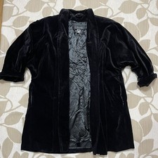 Laurèl Velvet Buttonless Side Pockets Oversized Black Coat/kimono Size 8