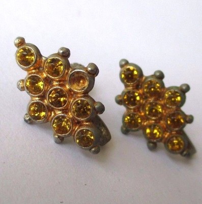 Boucles D'oreilles à Vis Vintage En Or Avec Cristaux Diamant - Modèle Ancien 2911 - Occasion état Impeccable