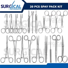 20 Pcs SPAY PACK KIT Surgical Veterinary Instrument Stainless Steel German Grade