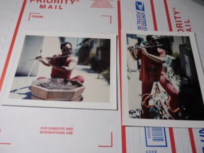 VINT POLAROID SNAPSHOT PHOTO LOT HIP BLACK AFRICAN AMERICAN MAN PLAYING A FLUTE!