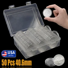 50Pcs Direct Fit Airtight 1Oz 40.6mm American Silver Eagle Coin Holders Capsules