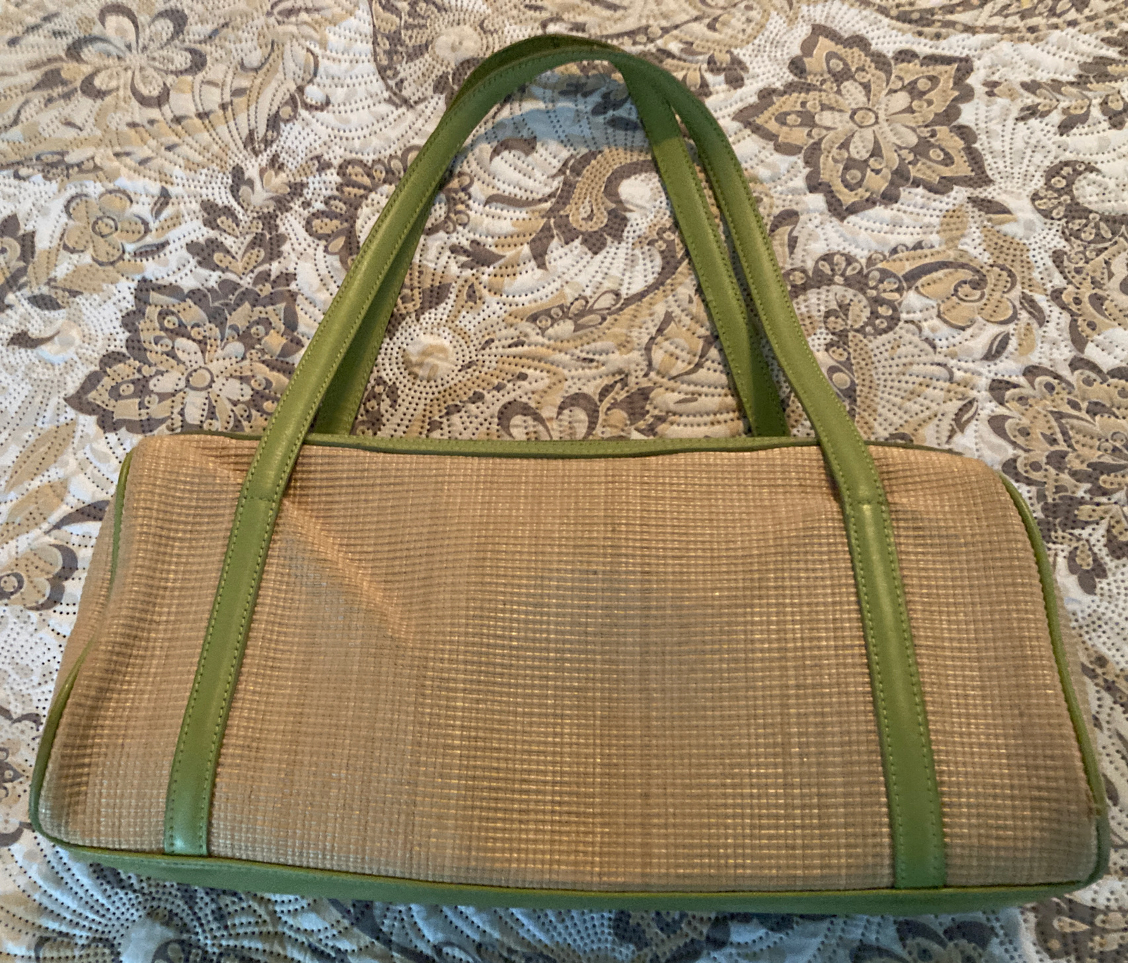 Preston and York Straw Look Shoulder bag Leather trim handles eBay