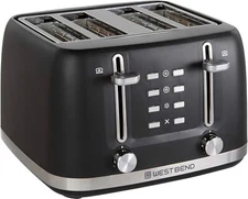 West Bend Toaster 4 Slice Extra-Wide and Deep Slots Manual Lift Lever 1500-Watts