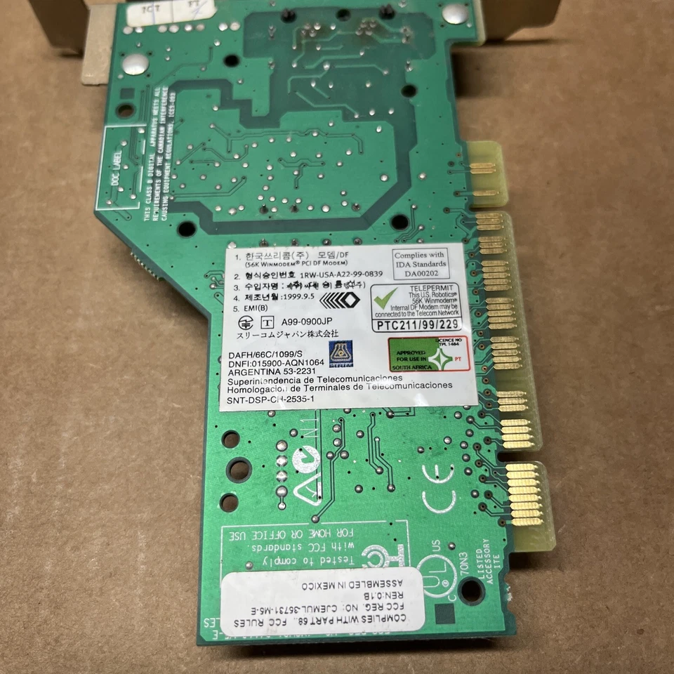 3Cp5699A 3Com Us Robotics Internal 56K V.90 Pci Data/Fax Win Modem - Image 4 of 4