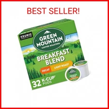 Green Mountain Coffee Roasters Decaf Breakfast Blend (32ct) Light Roast, Single-