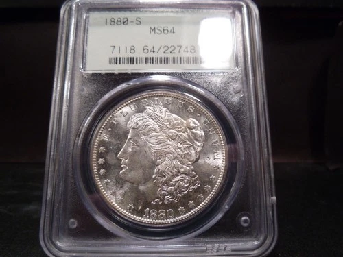 1880-S MS64 Morgan Silver Dollar PCGS Certified - Frosty White/Old Holder