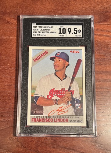 Francisco Lindor [Red Ink] #FL 2015 Topps Heritage Real One Autographs card