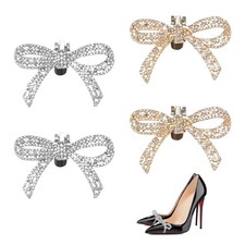 FASBET 4pcs Bow Shoe Clips Crystal RhineStone Crystal,