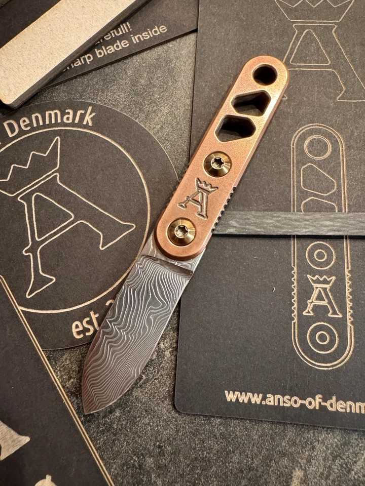 Jens Anso Ansø Of Denmark Astra Damasteel Kupfer Fixed Messer - Bild 2 von 4