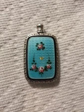 Antique Webster Sterling Silver Blue Enamel Guilloche Perfume Bottle With...