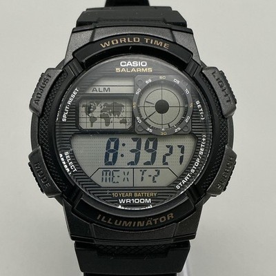Casio 3198 AE-1000W Mens Sport Watch 43mm World Time Illuminator New Battery