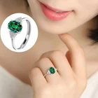 Green Gem Silver Ring Womens Adjustable Plated Wedding Engagement Band Jewellery