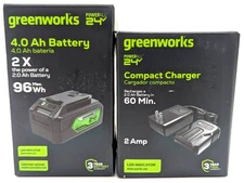 *NEW SET OF 2* Greenworks POWERALL 24V 2A Charging Adaptor & Power Tool Battery