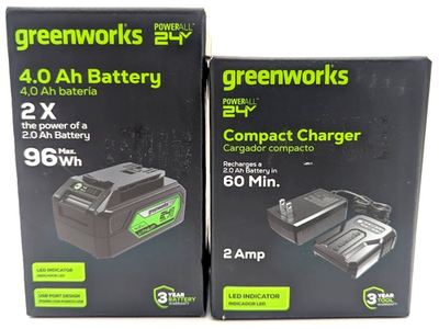 #ad *NEW SET OF 2* Greenworks POWERALL 24V 2A Charging Adaptor amp; Power Tool Battery $46.74