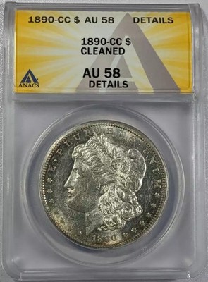 1890 CC Morgan Silver Dollar ANACS AU-58 CLEANED | eBay