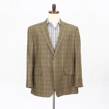 Ralph Lauren 46R Brown Sport Coat Blazer Jacket Check 2-Button Silk Blend