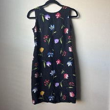 Vintage Talbots Petites Pure Silk Little Black Dress Floral Sz 2 Cocktail Dress