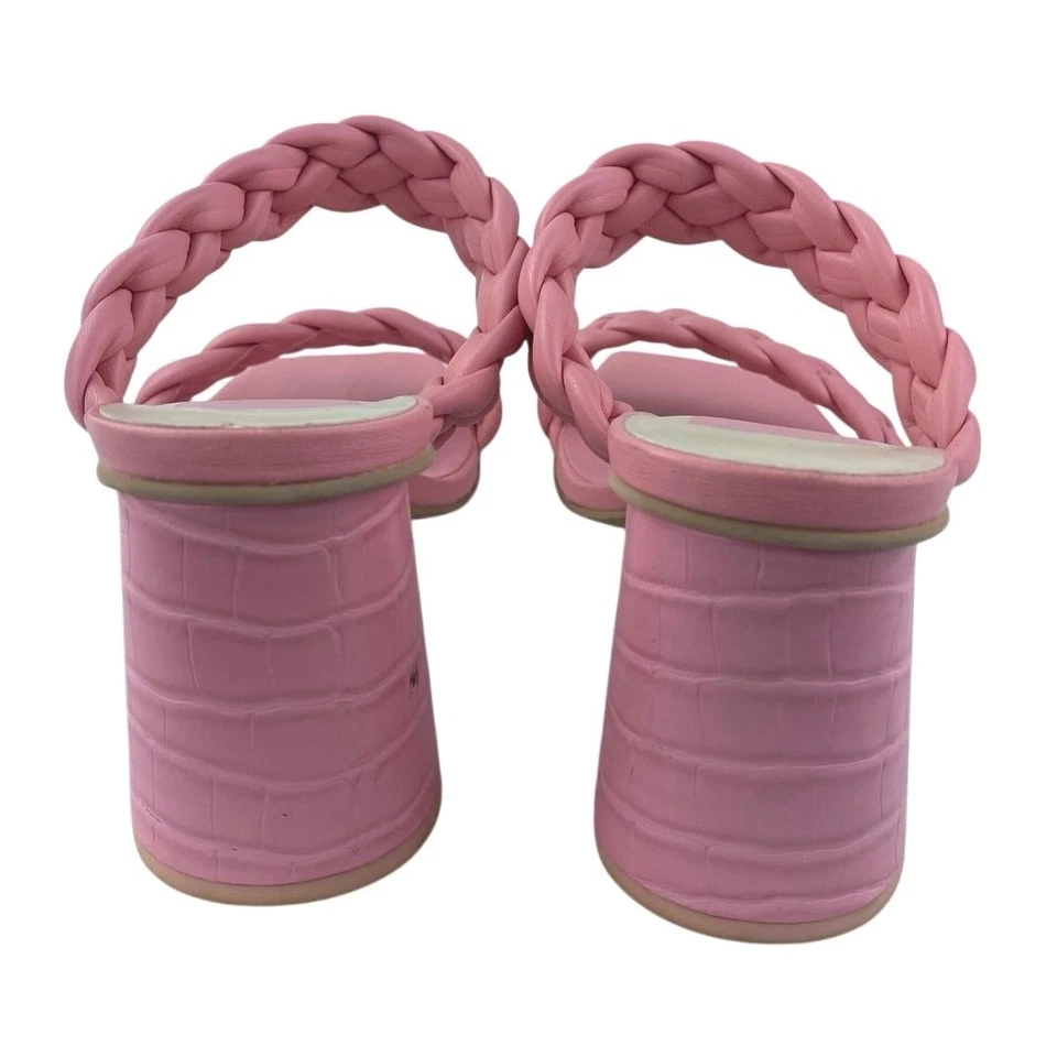 Dolce Vita Paily Pink Double Braided Band Straps Square Toe Heels Sandals Size 8 - Image 3 of 4
