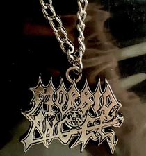 Original Vintage Morbid Angel Logo Necklace Pendant Black Death Metal