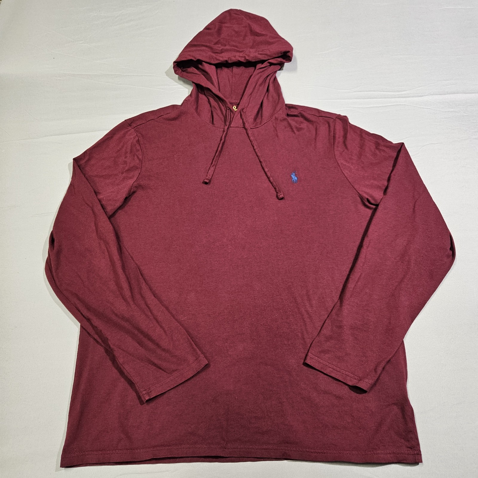 Polo Ralph Lauren felpa con cappuccio uomo grande pull over bordeaux leggera pony