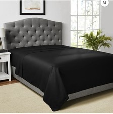 Mainstays 300 Thread Count Solid Rich Black CVC Cotton Blend Flat Sheet, Twin