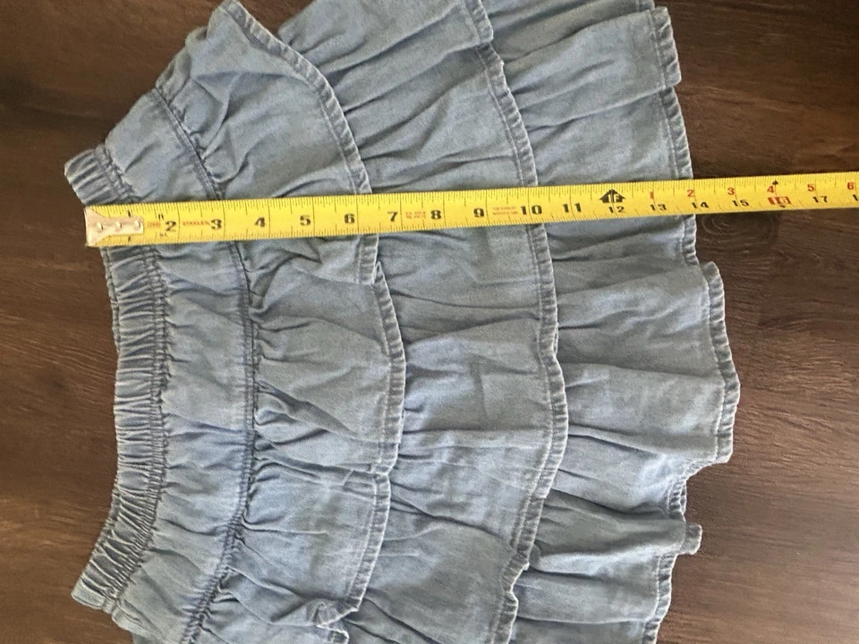 Hanna Andersson Girls Skirt Tiered Ruffle Skort Blue Denim~Size 10 Preppy School - Image 4 of 4